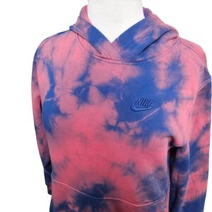 Nike Pink and Blue Tie-Dye Pullover Hoodie Women's Size L